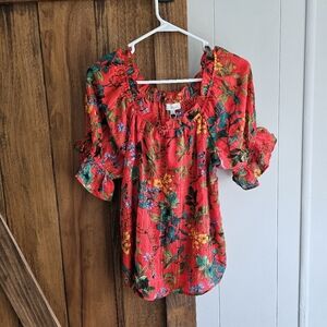 Chenault Red Floral Blouse
